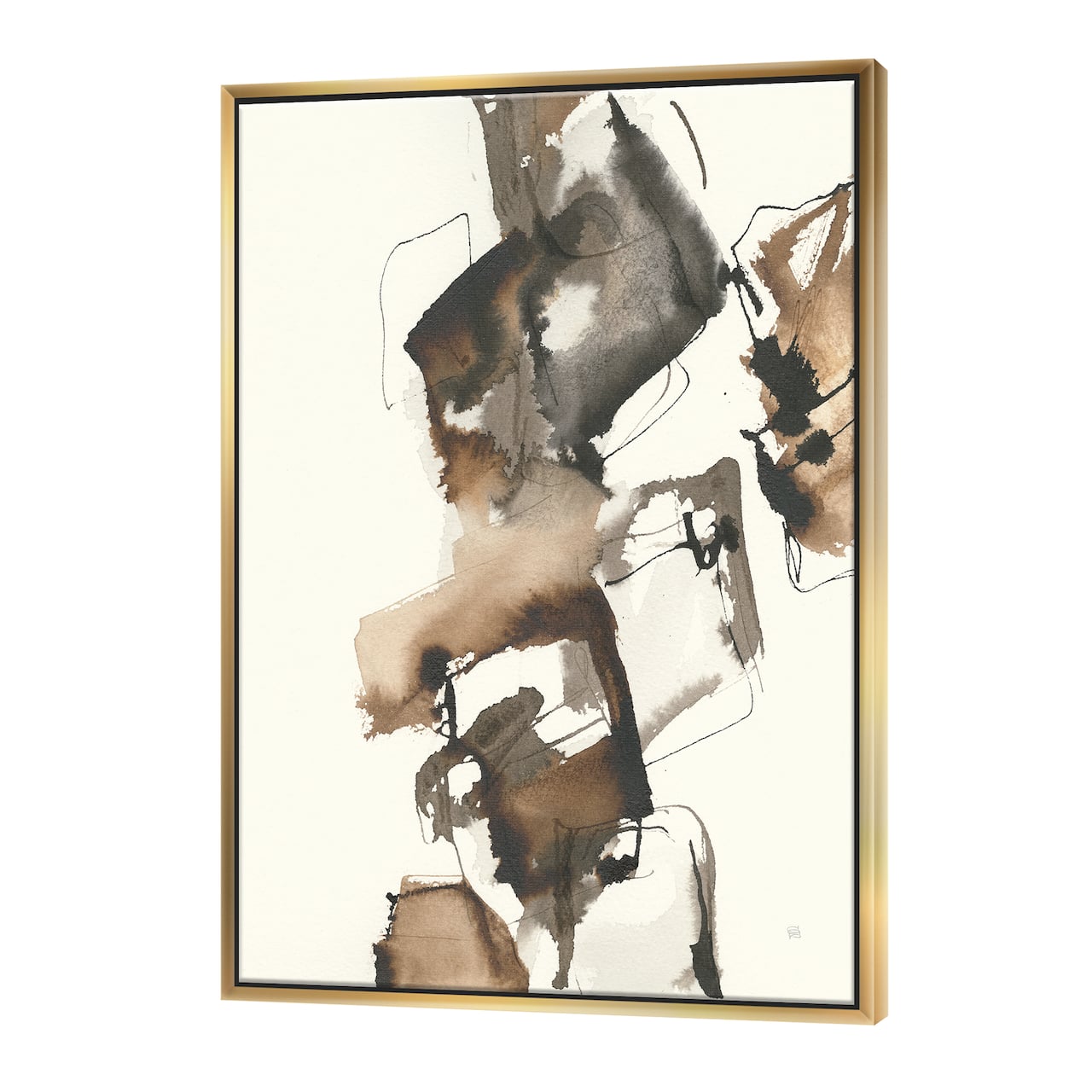 Designart - Gold Glam Squares II - Modern & Contemporary Canvas in Gold Frame